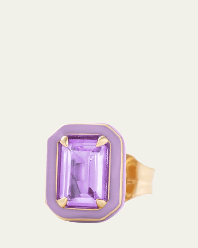 14K Yellow Gold Mini Rectangular Cocktail Stud Earring, Single